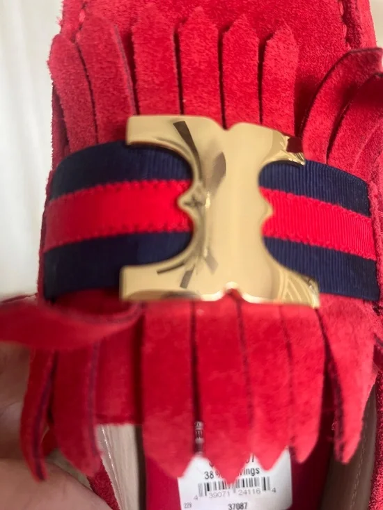 Tory Burch Gemini Driving Loafer - Red Suede -  size 10 - Picture 3 of 7